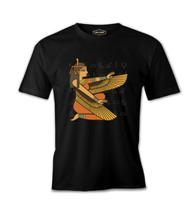 Ancient Egypt Goddess Isis and Wall Paintings Siyah Erkek Tshirt