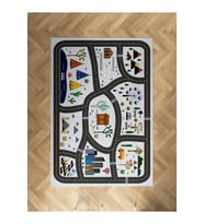 MEKTA HOME BEBEK VE ÇOCUK ODASI Eğitici Şehir Desenli Yollu Halı