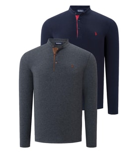 İKİLİ SET V4009 DEWBERRY ERKEK SWEATSHIRT-LACİVERT - ANTRASİT