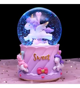 Renkli Atlı Karınca Unicorn Işıklı Püskürtmeli Müzikli Kar Küresi