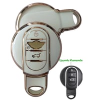 Mini Cooper Countryman Uyumlu Kumanda Anahtar Kılıfı Oto Anahtarlık 3 Tuş BEYAZ GOLD