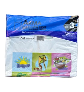 Arma Baskılı Mini Blok Poşet Torba - No : 3 - 30x50 Cm. - Beyaz - 100 Adetlik 1 Paket