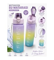 Motivasyon Su Matarası 1100 ML Zaman Çizelgeli Sızdırmaz Kilitli Taşıma İpli Spor Matara