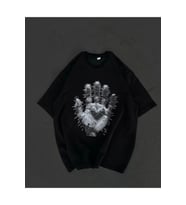 Unisex Bisiklet Yaka Baskılı Oversize T-Shirt - Siyah