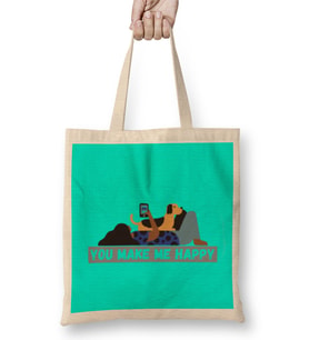 You Make Me Happy Dog Lover Gifts Bez Çanta Uzun Saplı
