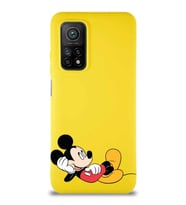 Xiaomi Mi 10T Pro Soft Premier Kapak Mickey Mouse-F Tasarımlı Silikon Kılıf - Sarı (Şeffaf)