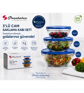 PAŞABAHÇE CHEF KAPAKLI 3`LU SAKLAMA KABI