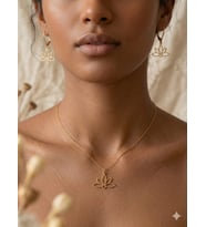 925 Ayar Papatya Silver Lotus Kolye Küpe Set.rose.gold.rodaj