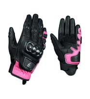 Motosiklet Kadın Eldiveni Carbon Titanium Full Koruma Deri Motorcu Eldiven Pink