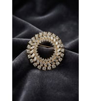 Gold Renk Zirkon Taşlı Halka Model Broş TJ-BR500