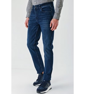 Lacivert Gabardin Pamuklu 5 Cepli Slim Fit Dar Kesim Casual Denim Pantolon 1023240152
