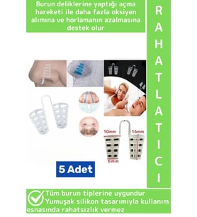 Özel Model Rahat Nefes Alıp Verme Horlama Azaltıcı Uyku Bozukluğu Önleyen Burun Delik Aparatı 5 Adet