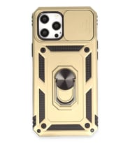Durukar® iPhone 12 Pro Max Kılıf Pars Lens Yüzüklü Silikon - Gold
