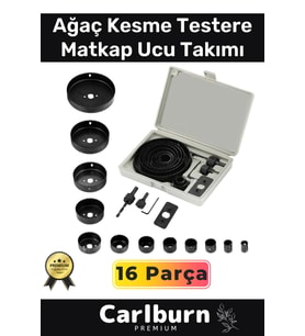 Premium 16 Parça Panç Seti Ağaç Kesme Alyan Anahtarlı Alçıpan Tavan Kesme Matkap Ucu Takımı
