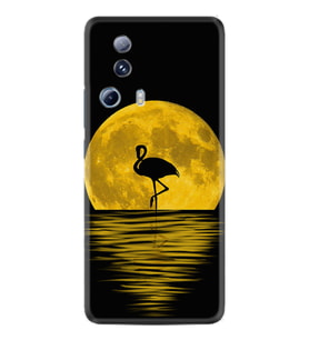 Xiaomi Mi 13 Lite Kılıf Silikon Desen Özel Seri Ay ve Flamingo 1775