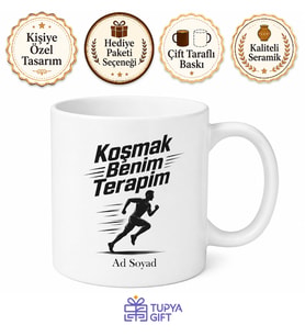 Koşmak Benim Terapim Kupa Bardak Hediye