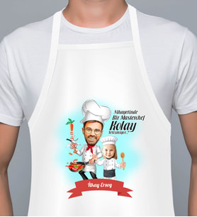 Kişiye Özel Nihayetinde Kolay Yetişmiyor Temalı Karikatür Mutfak Önlüğü