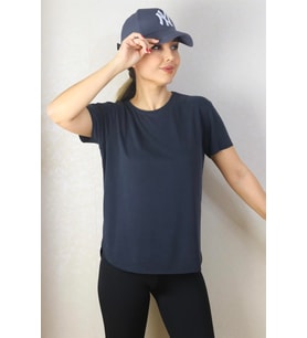 Kadın Antrasit %100 Modal Lazerkesim T-Shirt