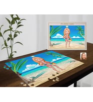 BK Gift Kişiye Özel Tatilci Kadın Tasarımlı 1000 Parça Profesyonel Puzzle-1, 1000 Puzzle, Arkadaşa Hediye
