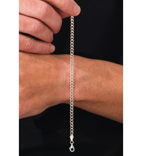 GÜMÜŞ 4.3 MM ERKEK GURMET AYARLANABİLİR ZİNCİR ZİNCİRİ BİLEKLİK