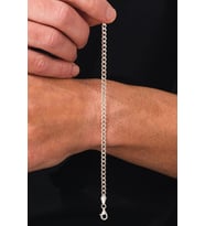 GÜMÜŞ 4.3 MM ERKEK GURMET AYARLANABİLİR ZİNCİR ZİNCİRİ BİLEKLİK
