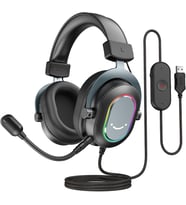 Mikrofonlu Oyun Kulaklığı, Kablolu Kulak Üstü Kulaklık, PC PS4 PS5 için USB Kulaklık, 3 EQ Modlu RGB Kulaklık, Surround Ses ve Kulak Yastığı