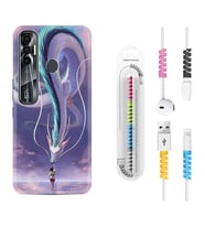 Tecno Spark 6 6 Go 8C 8 Pro 7 7 Pro Kılıf Kablo Koruma Spiral Silikon Kız ve Ejderha 1742