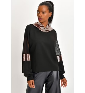 IŞILTILI SWEATSHIRT  (Siyah-Bakır)