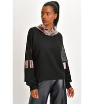 IŞILTILI SWEATSHIRT  (Siyah-Bakır)
