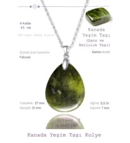 Sertifikalı Damla Model Jade Yeşim Taşı Kolye - Kanada (GÜMÜŞ APARATLI) (Çok Renkli)
