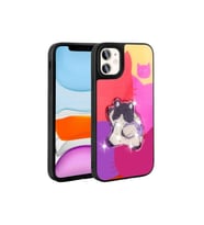 Apple iPhone 11 Uyumlu Kılıf Parlayan Kabartmalı İkonik Figürlü Zore Amas Silikon Kapak (Mor)