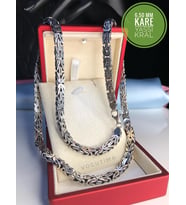 6.5mm Kare Kesim Yassı Kral Gümüş Kolye • Işıklı Kutuda • Sevgiliye • Eşe • Babaya Kolye