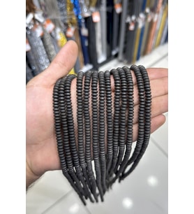 Hematit Taşı Rondela Kesim Mat Siyah 6x3mm Doğal Taş Dizi