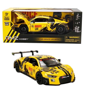 1:32 Sesli ve Işıklı RMZ Hobby Bruce Lee Serisi Die Cast Çek Bırak Model Araba - Sarı Audi R8 Lms Bruce Lee 80th Sarı