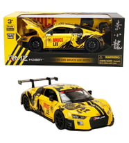 1:32 Sesli ve Işıklı RMZ Hobby Bruce Lee Serisi Die Cast Çek Bırak Model Araba - Sarı Audi R8 Lms Bruce Lee 80th Sarı