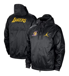 Nike Jordan Los Angeles Lakers Woven Loose Fit Jacket Erkek Kapüşonlu Bol Kesim Dokuma Spor Ceket Siyah