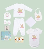 BK Kids Kişiye Özel Beyaz Yeni Doğan Hastane Çıkışı, Anne-Bebek Günlüğü, Bebek Body Zıbın, 10 Parça Bebek Hediye Seti-1