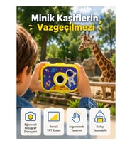 Mey İthalat® Çocuk Dijital Kamera HD Fotoğraf ve Video Çekimi 2.0 İnç TFT Ekran Type-C Şarjlı Mini T