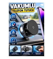 K009 Çift Taraflı Vakum Emmeli 360 Derece Dönebilen Telefon Tutucu – 4.7+ İnç Uyumlu
