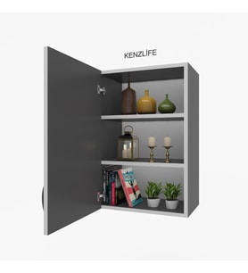 Kenzlife mutfak dolabı irem  060.060.32 gri  2 raflı kapaklı  ofis banyo kiler evrak kitaplık