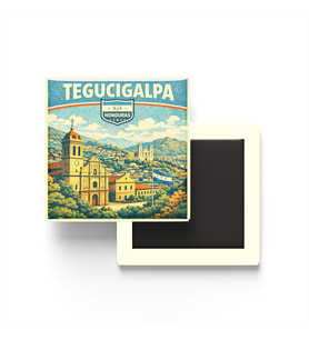 Retro Honduras Tegucigalpa Şehri Temalı Vintage Buzdolap Magneti – 9x9 cm