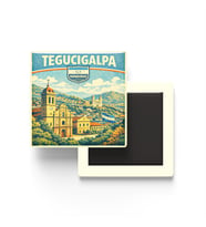 Retro Honduras Tegucigalpa Şehri Temalı Vintage Buzdolap Magneti – 9x9 cm