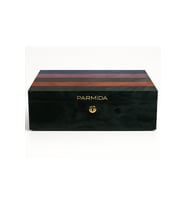 Parmida Çizgi Desenli Ahşap Sedir Humidor Puro Kutusu