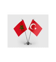 Fas ve Türkiye Bayrağı İkili Saten Masa Bayrağı Takımı