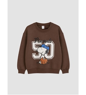 LCW Kids Kahverengi Snoopy Baskılı Erkek Çocuk Sweatshirt