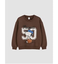 LCW Kids Kahverengi Snoopy Baskılı Erkek Çocuk Sweatshirt