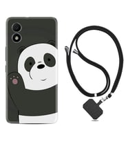 TCL 303 Kılıf Silikon Boyun Askılı İpli Desenli Silikon Hello Panda 1709
