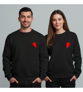 Sevgililer Günü Özel Kombin, 2 Ürün Bisiklet Yaka Sweatshirt (Siyah)