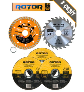 5'lı Disk seti 125x22,23 Metal+Seramik+Ahşap 5 parça (Sarı)