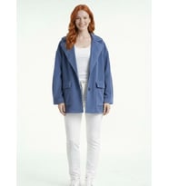 Kadın Mavi Oversize Triko Ceket